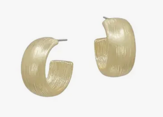 Textured Worn Gold Hoop Earring