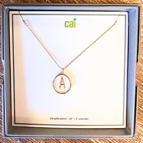 Gold Classic Clear Initial Necklace