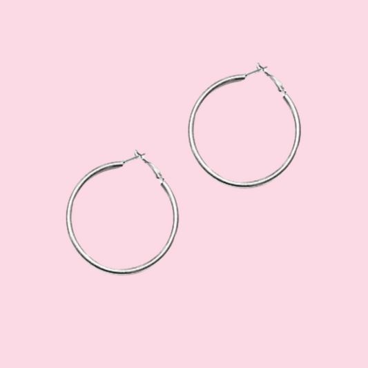 Brushed Silver Hoop Earring