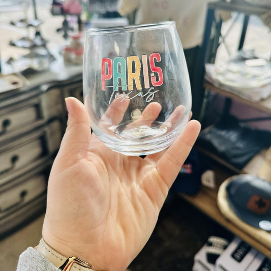 Paris, TX Stemless Wine Glass