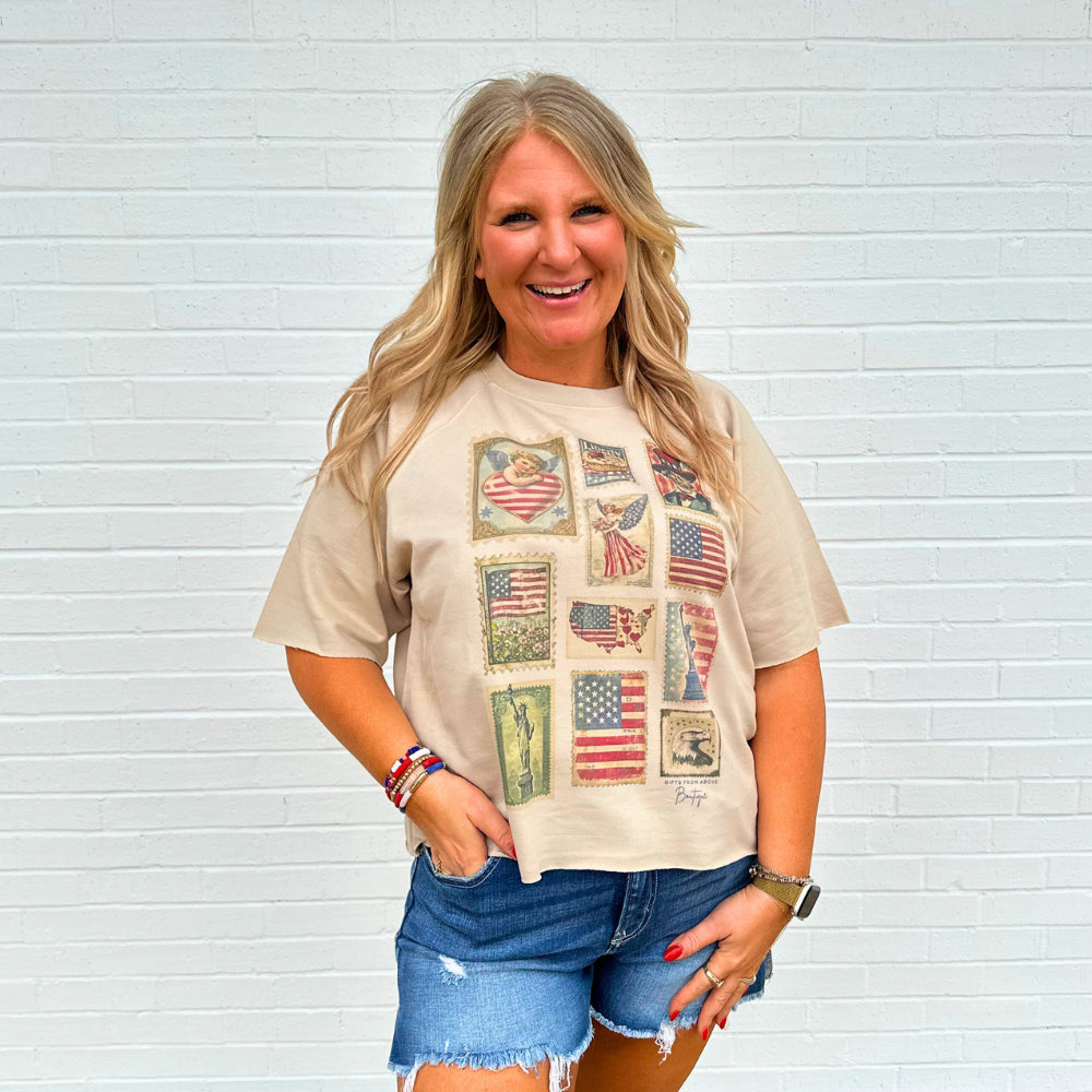 Vintage Patriotic Stamp Graphic