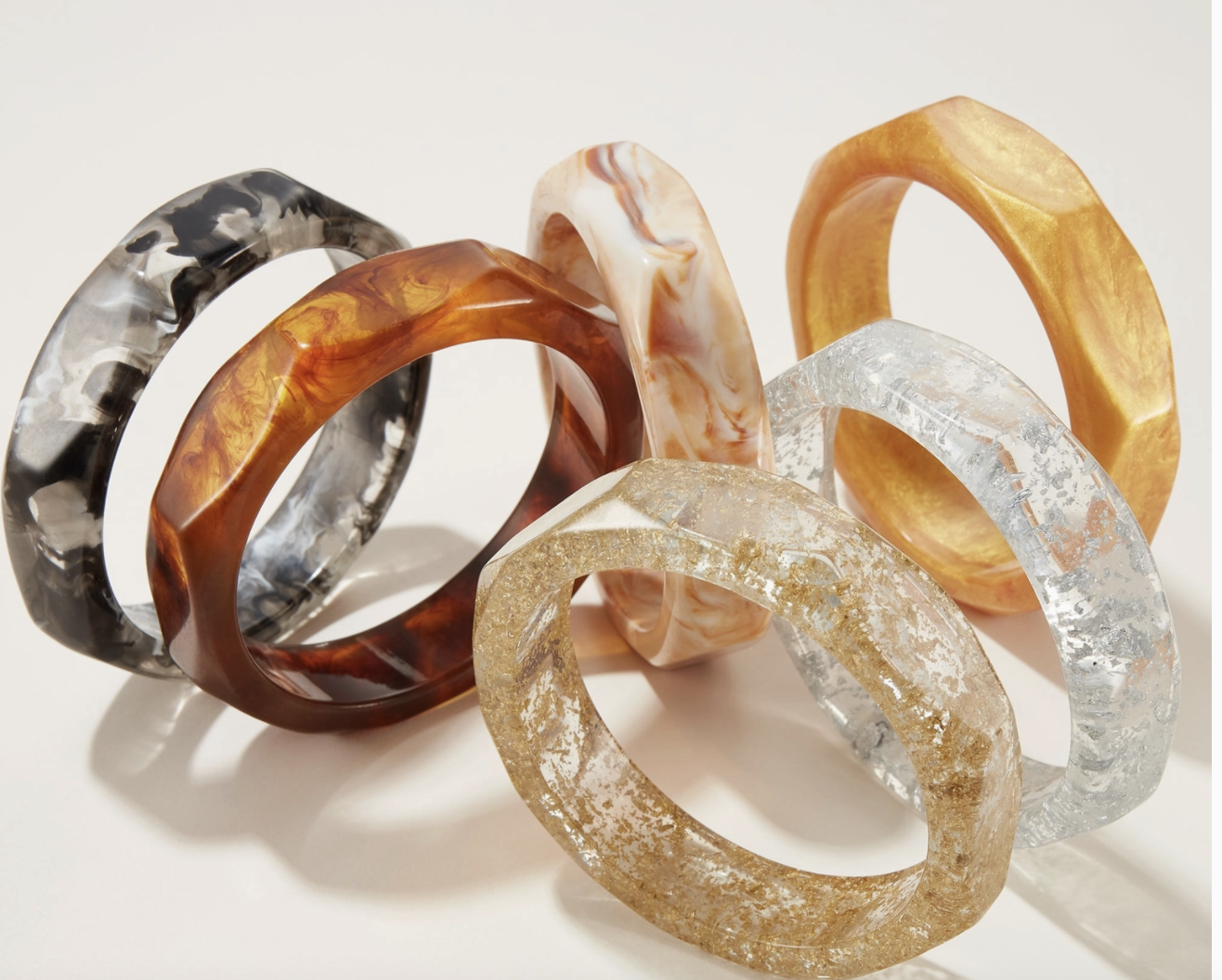 Oversized Octagon Resin Bangle Bracelet