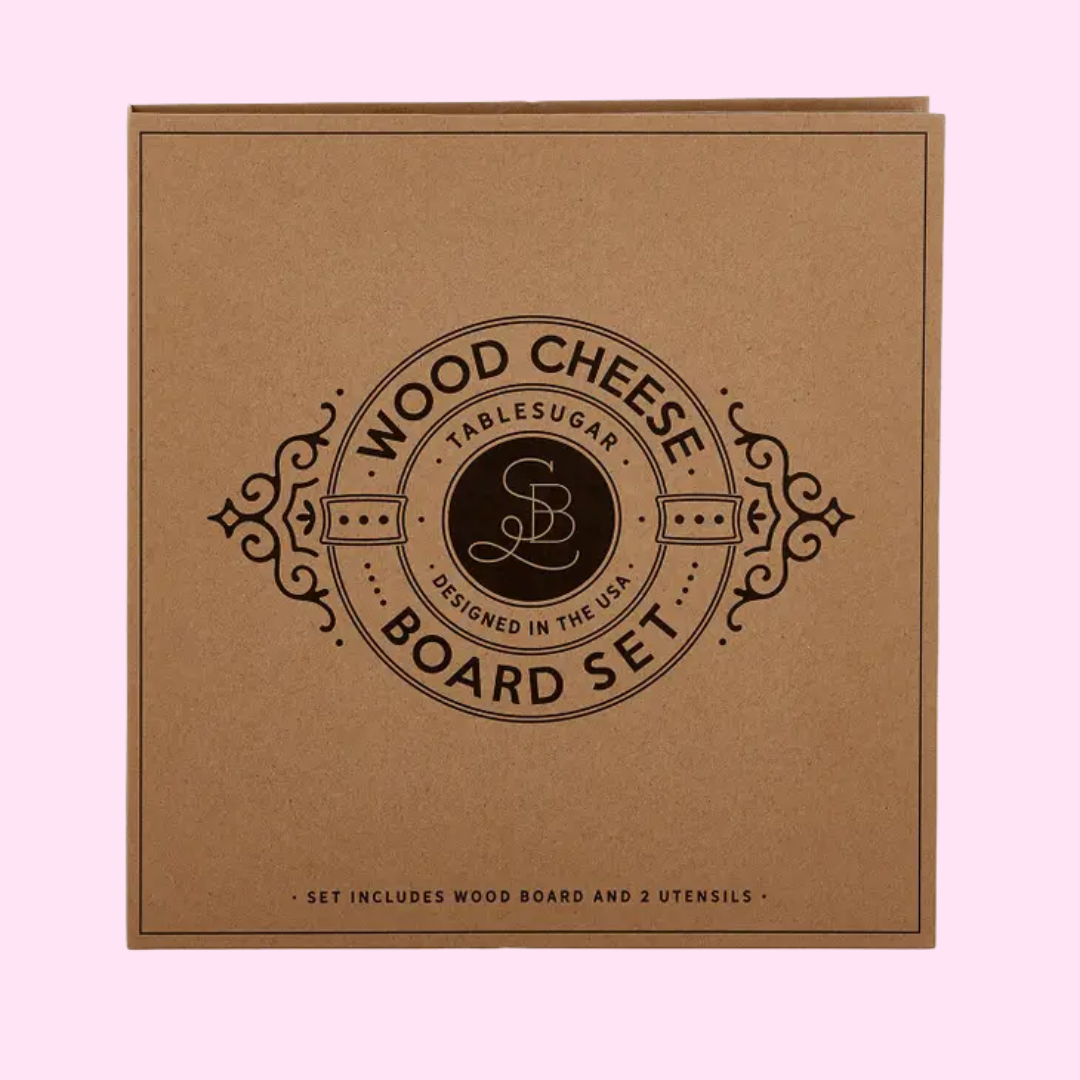 Wood Cheese Board Book Box with Knives