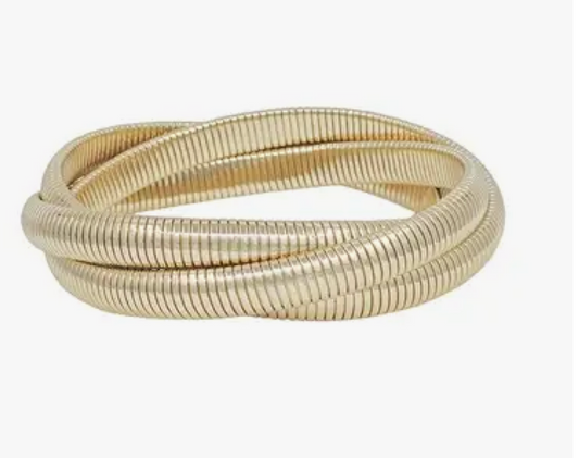 Matte Gold Twisted Metal Stretch Bracelet