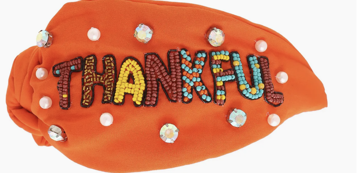 Thankful Thanksgiving Crystal Beaded Headband