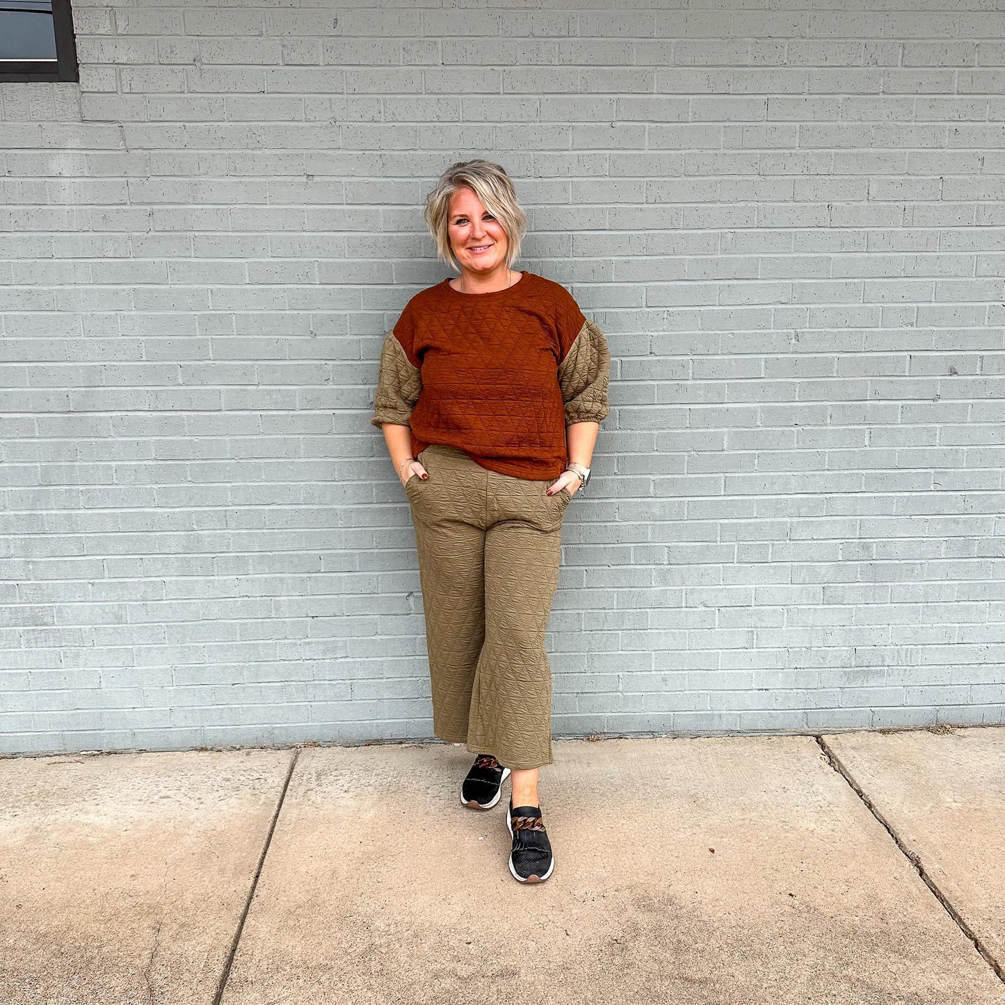 Claire Top in Olive & Rust