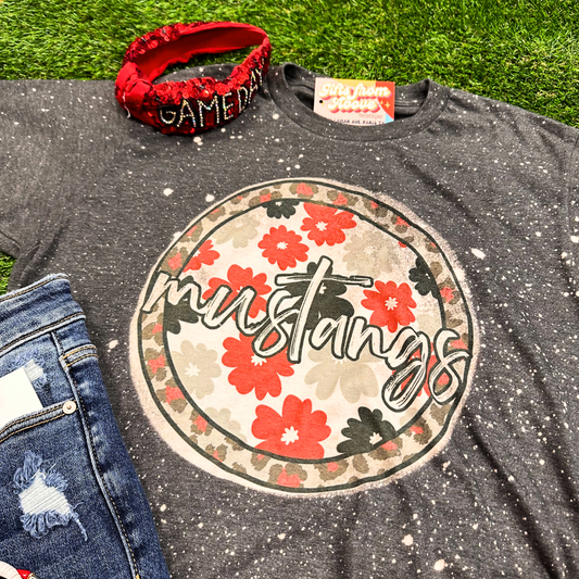 Mustang Floral Leopard Circle Tee