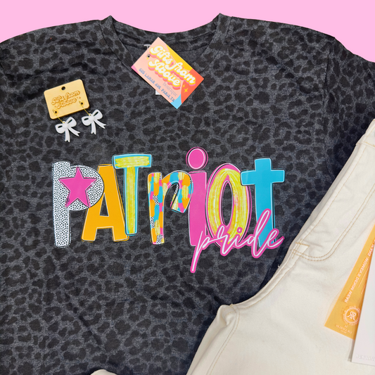 Colorful Leopard Patriot Tee