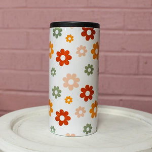 Retro Flowers Skinny Can Cooler
