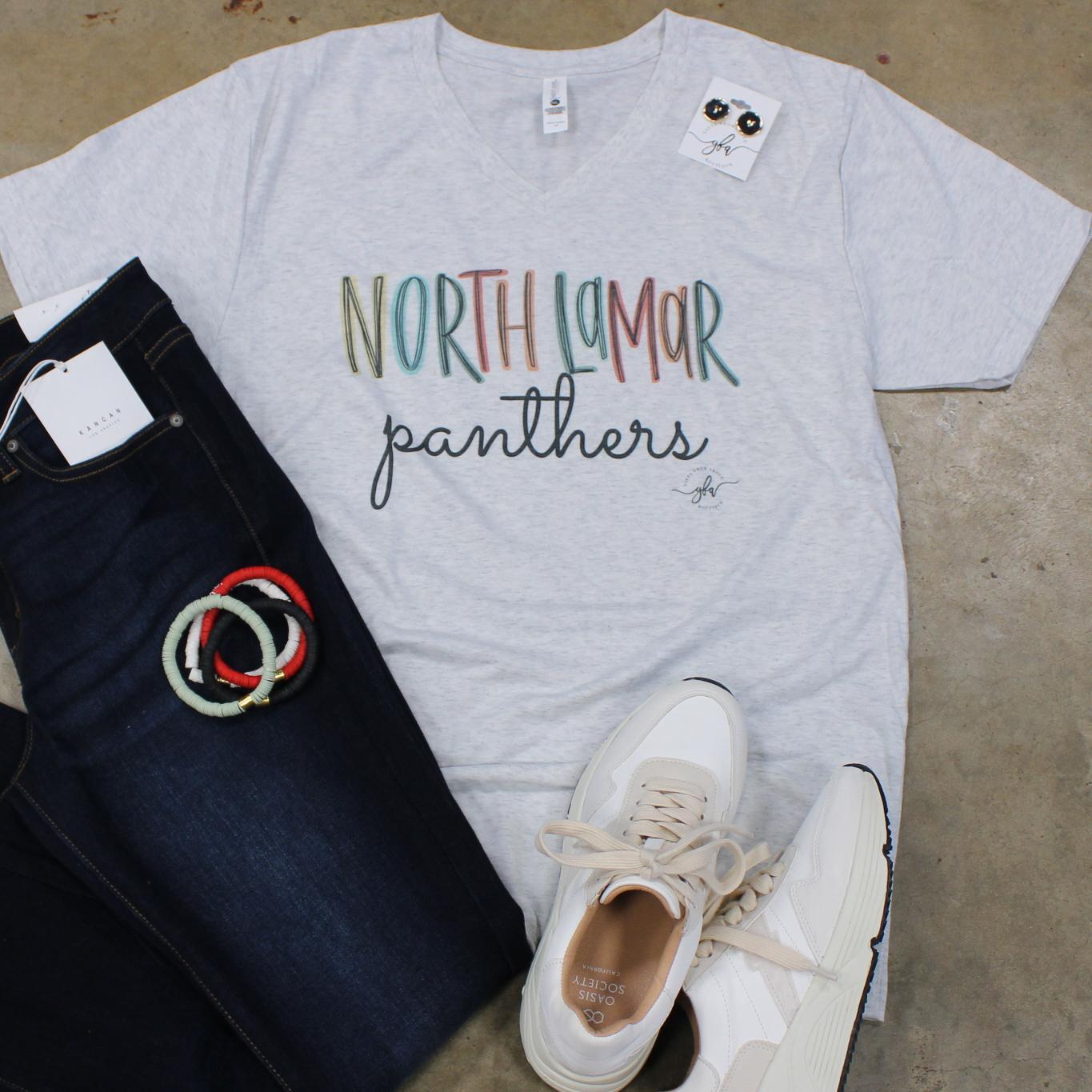 Rainbow Letters North Lamar Panthers Tee