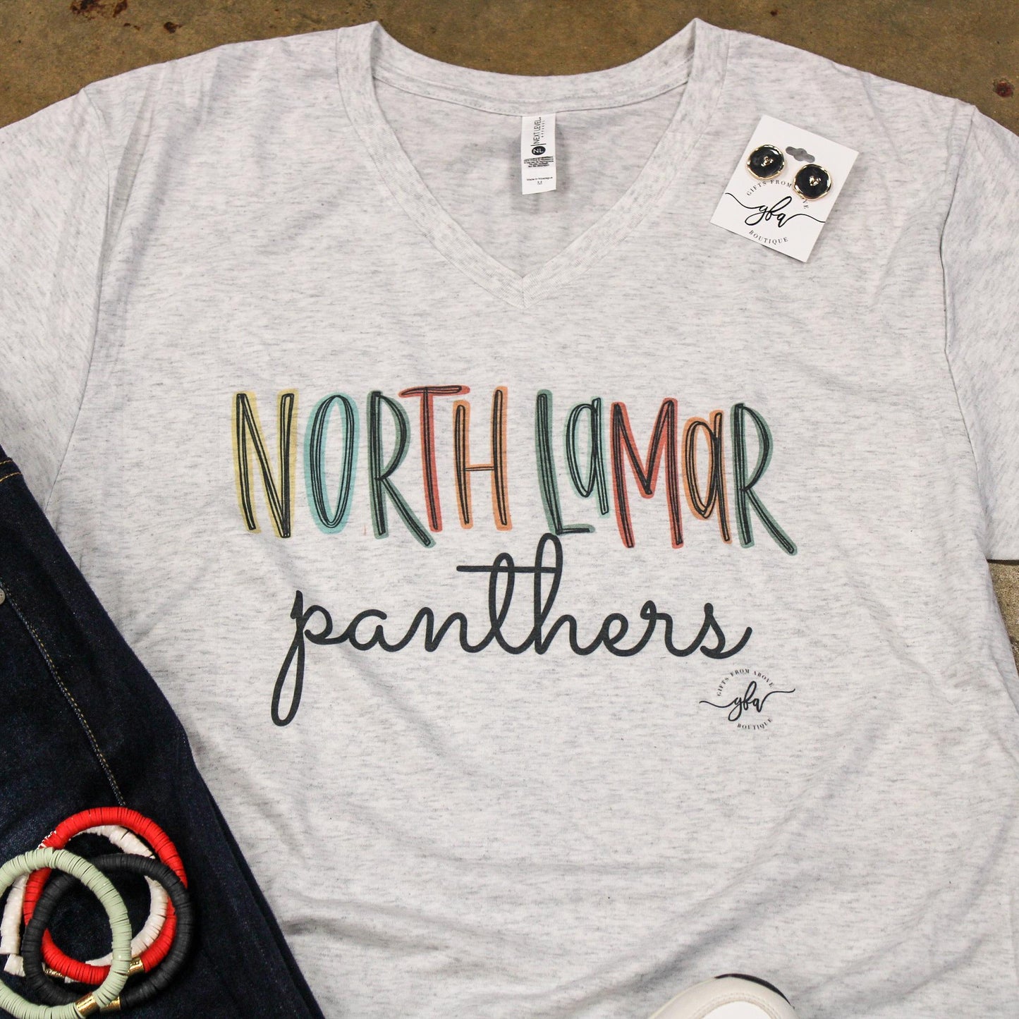 Rainbow Letters North Lamar Panthers Tee