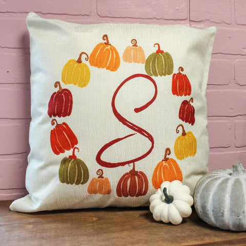 Monogram Pumpkin Pillow