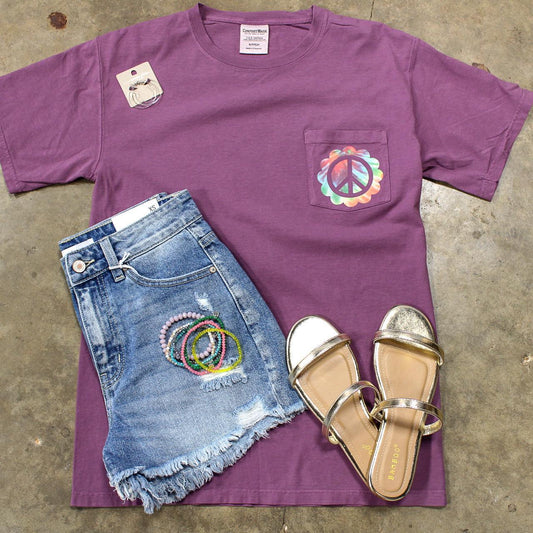 Tie Dye Peace Sign Pocket Tee