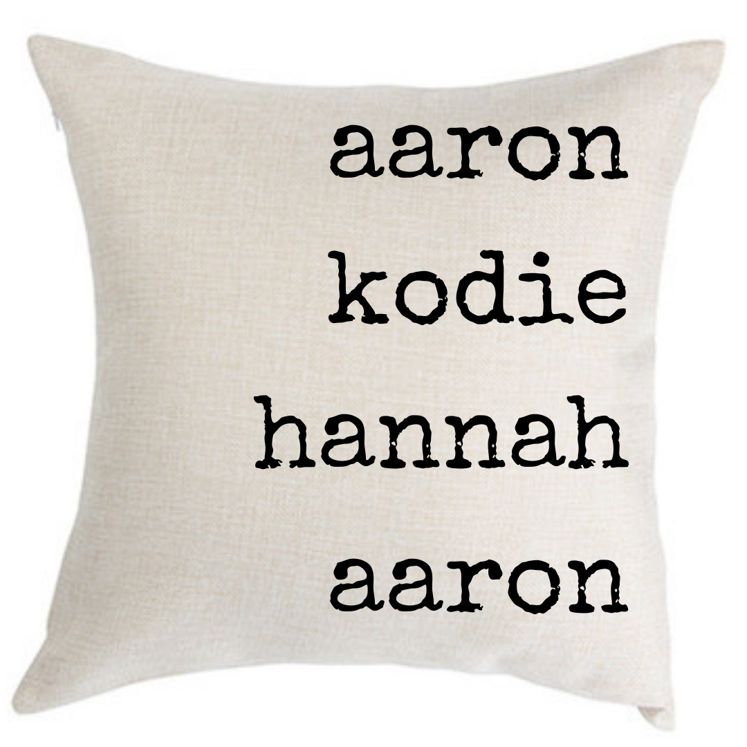 Personalized Family Names Pillow