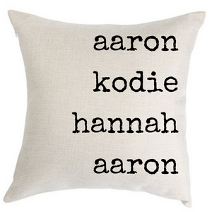 Personalized Family Names Pillow