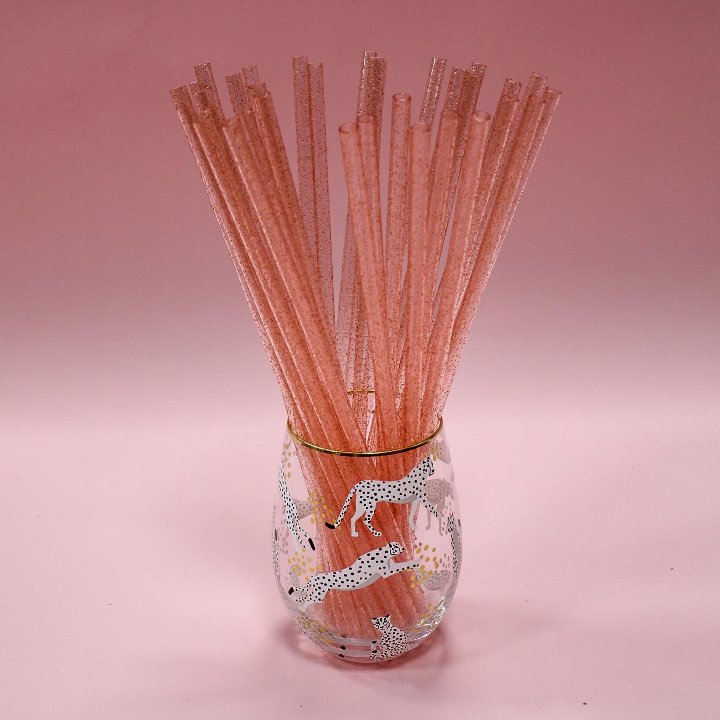 Pink Glitter Reusable Straws